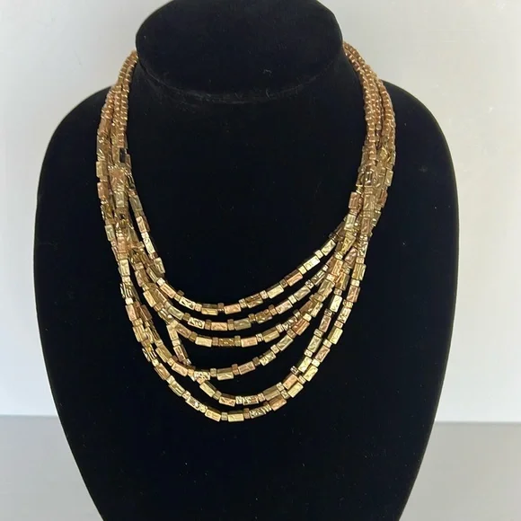 Chico’s Elegant Gold Multi-Strand Necklace - Picture 1 of 5